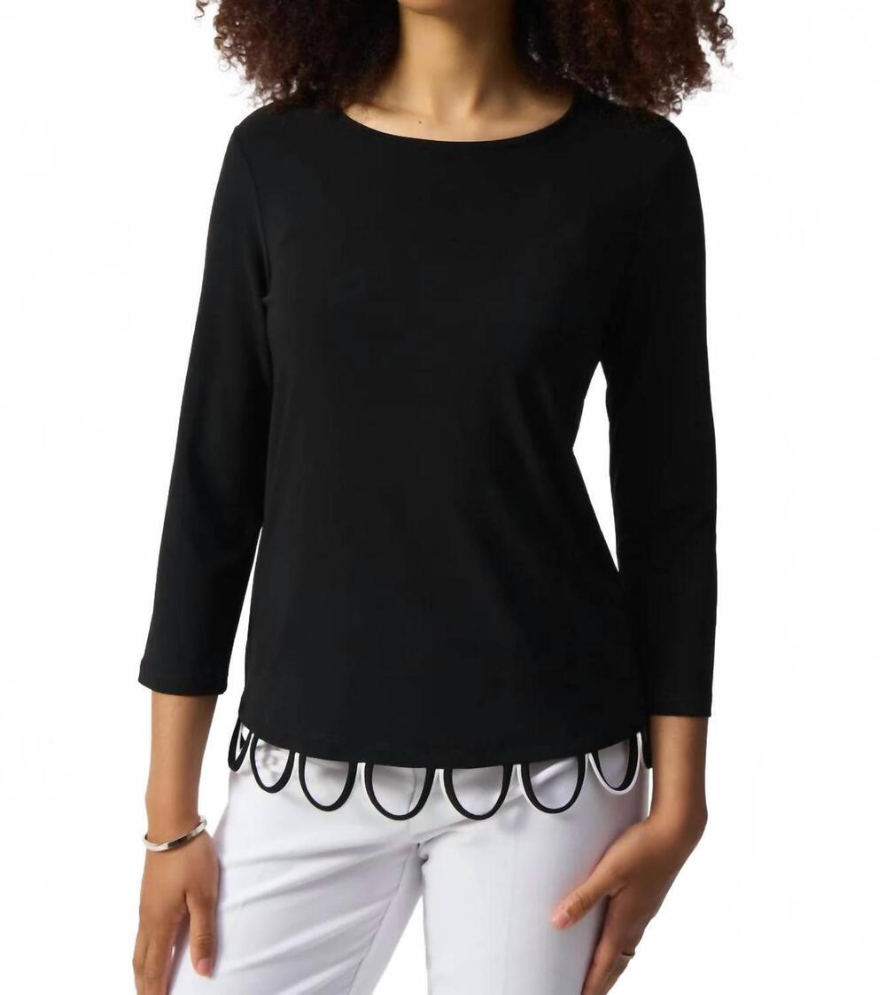NEW JOSEPH RIBKOFF loop detail fitted top in black with black and vanilla